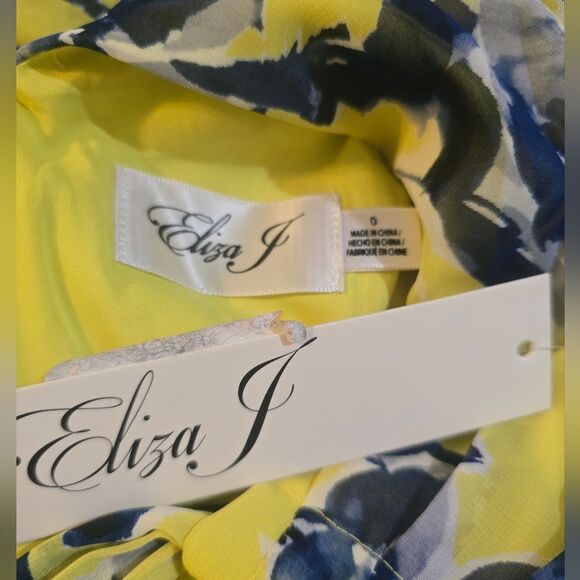 Eliza J Sleeveless Chiffon Floral Maxi Gown NWT Size 0 Yellow And Blue - Picture 5 of 5